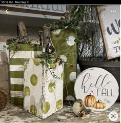 several small boxes with pumpkins on them