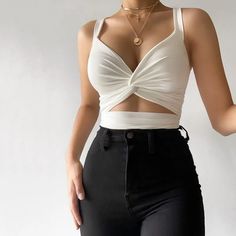 Femme Cradle Cut Out Camisole Top | YesStyle Chaleco Casual, Mini Robes, Spaghetti Strap Tank Top, Sleeves Clothing, Maxi Robes, Casual Vest, Crop Top And Shorts, Cropped Tops, Solid Clothes