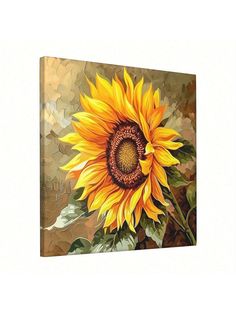 a painting of a sunflower on a white background