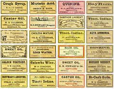 an assortment of different types of oil labels