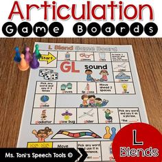 an articulation game board with words and pictures on it