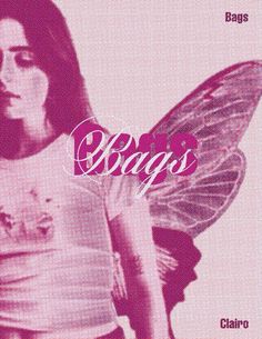 a woman with a butterfly on her back and the words baggies written in pink