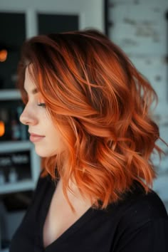 Red Hot: 30+ Copper Hair Color Ideas That Will Bring the Heat - Flo's Blog Shadow Root Ginger Hair, Copper Hair Root Shadow, Red To Copper Hair, Bright Copper Hair Balayage, Shadow Root Copper Hair, Copper Hair Medium Length, Red Hair Shadow Root, Copper Hair Dark Roots, Shoulder Length Copper Hair