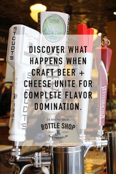 a beer tap with the words, discovery what happens when craft beer is complete flavor for dominion