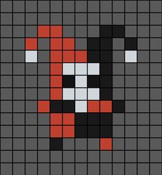 A small pixel art template of the 1992 version of Harley Quinn. Harley Quinn Pixel Art, Small Pixel Art Ideas, Spiderman Art Sketch, Pixel Beads, Pixel Drawing, Diy Perler Bead Crafts