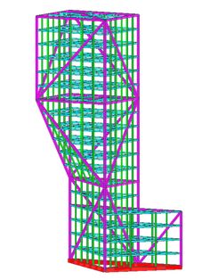 a 3d image of the letter l in blue and green with red lines on it