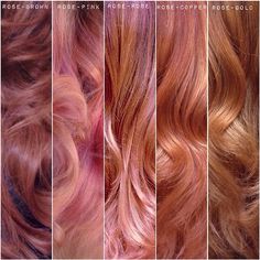 Shades of ROSE is the color for the summer. Here is a pallet of different shades of Rose that I have created. •Rose-Brown •Rose-Pink •Rose-Rose •Rose-Copper •Rose-Gold Which one would you wear? #TAG a friend that needs some Rose in their lives. #hairbylarisalove Gold Hair Colors, Punk Disney, Hair Color Rose Gold, Different Shades Of Red, Rosé Brown, Rose Gold Hair, Hair Color And Cut, Rose Hair, Disney Character