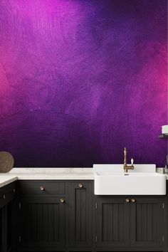 Image of Purple Grunge II Wallpaper Deep Purple Wall Color, Purple Wallpaper For Bedroom, Purple Wall Room, Purple Wall Design, Lazure Walls, Dark Purple Bedroom Walls, Cheap Wall Covering, Purple Wall Color, Purple Room Design