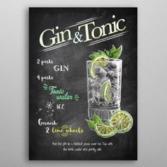 a gin and tonic poster hanging on the wall