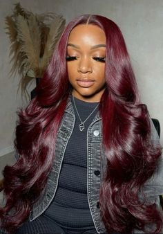 Dark Burgundy Hair, Cute Hair Colors, Big Box Braids Hairstyles, Hair Color Burgundy, Burgundy Hair, Red Head, Lace Closure Wig