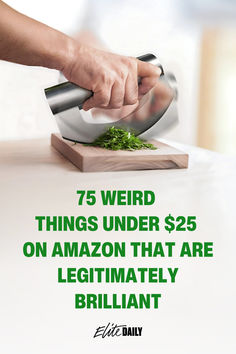 a person is using an iron on top of a cutting board with green vegetables in it