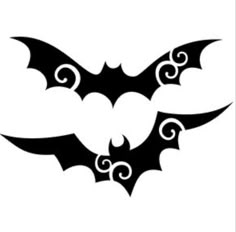 a bat with swirls on it's wings