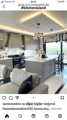 an instagramted photo of a kitchen and living room with the caption dream farmhouse