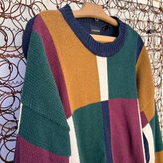 90s Structure brand muted color block sweater. Navy, mustard, forest green, and cream colors.Unisex size large (oversized on a woman)Please note a few flaws / marks of discolorationFlat measurements are approximate pit to pit 24 inches shoulder to hem 29 inches shoulder seam to wrist 23 1/2 inches Colorblock Outfits, Colourblock Sweater, Color Blocking Outfits, Colorblock Sweater, Brand Shop, Color Block Sweater, Muted Colors, Vintage Jacket, Forest Green