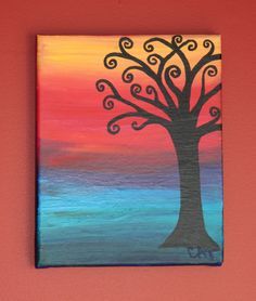 a painting of a tree with swirls on it