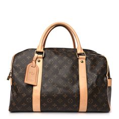 This is an authentic LOUIS VUITTON Monogram Carryall. This Carryall is crafted of classic Louis Vuitton monogram on coated canvas. This handbag features signature vachetta rolled leather top handles, exterior patch pockets, and gold hardware. The top zipper opens to a brown fabric interior with a wide pocket. Authentic Louis Vuitton, Leather Top, Patch Pocket, Louis Vuitton Monogram, Louis Vuitton, Monogram, Handbags, Canvas, Leather