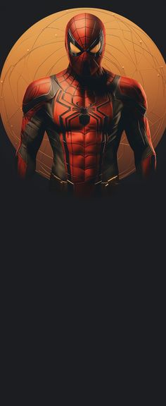 spider - man standing in front of an orange background