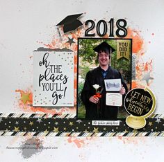 a graduation scrapbook page with a graduate's cap and gown holding a diploma