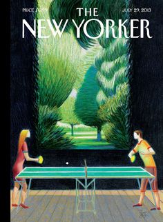 two people are playing ping pong on the cover of new york magazine, august 2009