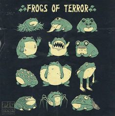 an old book with frog's of horror written on the front and back cover