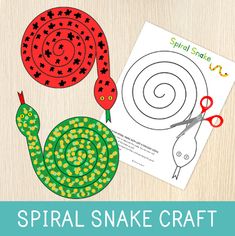 the spiral snake craft is ready to be made with paper and scissors for children's art