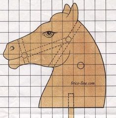 a drawing of a horse's head is shown on a grid background with lines drawn across it