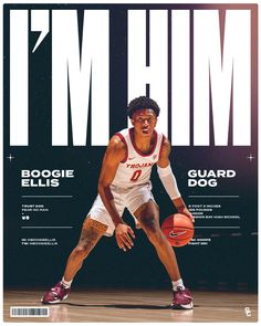 a man holding a basketball on top of a cover of a sports illustrated magazine with the title'i'm him '