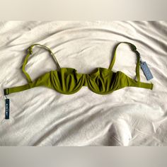 Cuup Balconette Bikini Top Sells For $98 Color: Fern Size: 8 / 36c Never Worn/ Nwt Green Bra With Removable Pads For Beach, Fitted Green Swimwear With Removable Bra Pads, Padded Fitted Swimwear For Spring, Spring Fitted Padded Swimwear, Padded Fitted Spring Swimwear, Green Beach Bra With Padded Cups, Green Padded Cups Beach Bra, Green Padded Beach Bra, Fitted Swimwear With Underwire And Bra Friendly