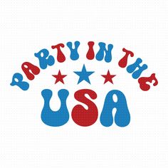 party in the usa logo with stars and red white and blue colors on it's side