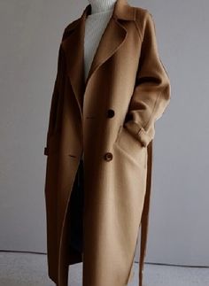 Lapel Collar Coat, Trench Coat Beige, Stylish Winter Coats, Chic Coat, Wool Overcoat, Women Overcoat, Collared Coat