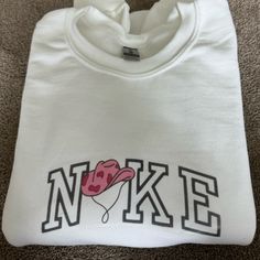 Size Small White Custom Nike Crew Neck. Never Worn, So In Great Condition Pm Me With Any Questions Open To Purchases Off The App For A Discount! Nike Crew Neck, Nike Sweaters, Custom Nike, Nike Sweater, Custom Nikes, Nike White, White Nikes, Pink White, Nike Women