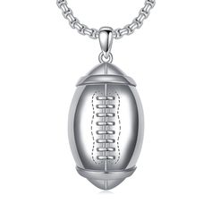 PRICES MAY VARY. Material: 925 sterling silver football necklcae. The chain is made of durable stainless steel Size:1.2inches pendant. The length of chain is 22 inches,with a 2 inches extension chain,the chain can be adjusted between 22’’ and 24’’ Football Necklace: A must-have accessory for football fans, this cool football necklace for men will present your passion for the football while revealing your mental strength Gift: Football necklace is a great gift idea, send your son as a Christmas g Football Gifts For Boyfriend, Football Necklace, Barrier Free, Sports Jewelry, Mental Strength, Necklace For Men, Necklace Sterling Silver, Football Fans, Gift Birthday