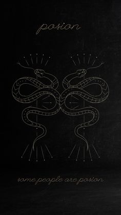 a chalk drawing of two snakes facing each other with the words posion on it