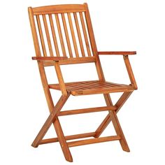 a wooden chair sitting on top of a white background