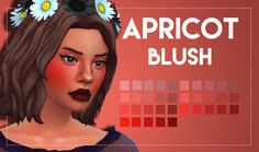 a woman with flowers in her hair and the words apricot blush