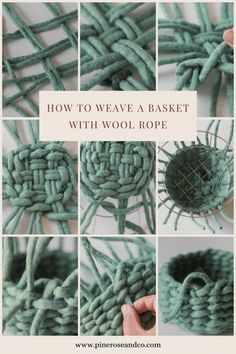 how to weave a basket with wool rope - free pattern and step by step instructions