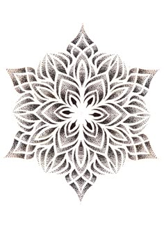 an intricate flower design in black and white