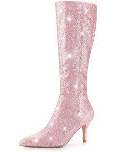 Shop Allegra K for sparkle glitter pointy toe stiletto heel knee high boots you are looking for, get more women's stiletto heel for yourelf. Order now! Free Returns! Sparkle Boots, Glittery Heels, Western Dress With Boots, Glitter Stilettos, Heel Knee High Boots, Gorgeous Heels, Glitter Heels, Womens Stilettos, Closed Toe Shoes