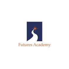 the logo for future academy, which is designed to look like a winding road with an arrow