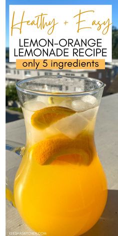 a pitcher filled with lemon and orange liquid