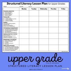 an upper grade lesson plan with the text, structured library lesson plan for upper grade