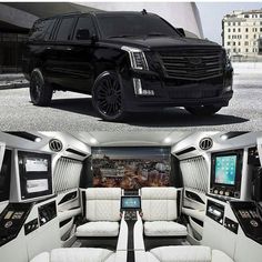 the inside and outside view of a limo