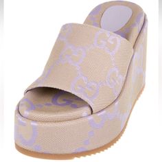 Gucci Canvas Purple Jumbo Printed Platform Espadrilles. New In Box With Dustbag And Tags. Gucci Leather Wedge Sandals For Summer, Chic Gucci Platform Wedge Sandals, Gucci Wedge Sandals With Platform Heel, Gucci Platform Wedge Sandals, Gucci Summer Wedge Sandals, Gucci Summer Wedge Heel Sandals, Chic Gucci Wedge Sandals For Summer, Chic Gucci Summer Wedge Sandals, Gucci Designer Wedge Sandals With Round Toe