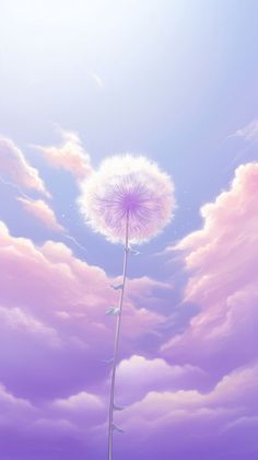 a dandelion blowing in the wind on a cloudy day