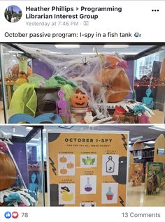 two screenshots of halloween themed items on display