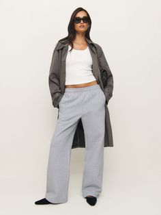 Shop the Kira Wide Leg Sweatpant from Reformation, a wide-leg sweatpant with a relaxed fit. Work Wear Outfits, Wide Leg Sweatpants, Winter Outfit Inspiration, Vintage Inspired Dresses, Clothing Essentials, Inspired Dress, New Tops, Fall Winter Outfits, Winter Outfit