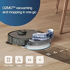 an image of a robot vacuuming and mopping in one go on the floor