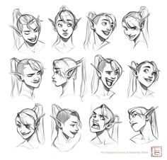 various poses and expressions for the character sheet from disney's animated film, sleeping beauty