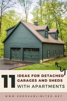 Detached garage Prefab Garage With Apartment, Shed Apartment, Garage Loft Apartment, Diy Garage Plans, Above Garage Apartment, Detached Garage Designs, Garage With Living Quarters, Prefab Garages, Boat Garage