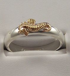 14k Gold and Sterling Silver Stacking Sea Horse Ring Sealife Jewelry, Horse Ring, Sea Life Jewelry, Life Styles, Sea Horse, Dress Indian Style, Sealife, Sea Life, Desi